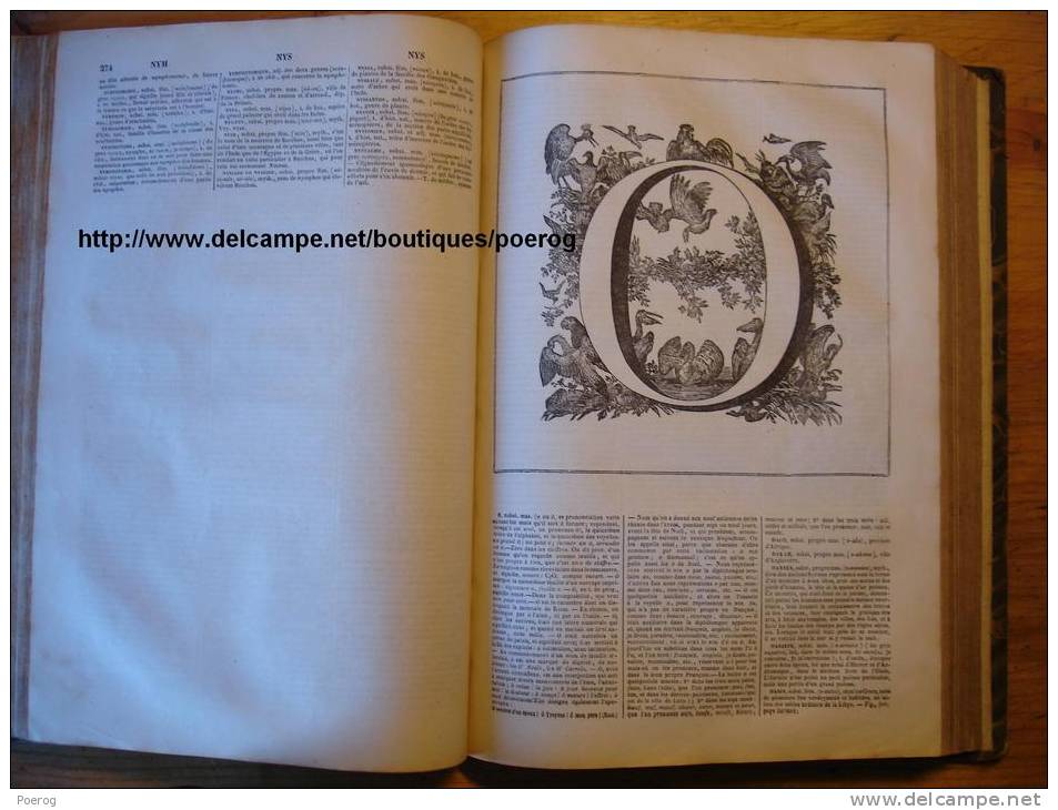 DICTIONNAIRE de 1843 par NAPOLEON LANDAIS en 2 TOMES - 7ème EDITION DE 1843 en 2 VOLUMES complet A à Z - ouvrages reliés