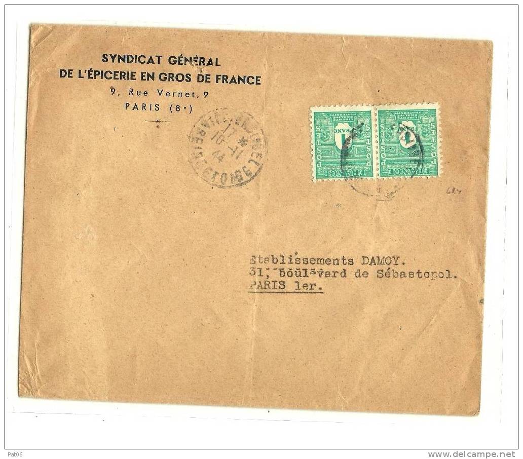 2° Emission Provisoire   LIBERATION  95    Val D? Oise  ( Ex S.&O.)   VILLIERS Le Bel Tarif à  2F. - 1944-45 Arc Of Triomphe