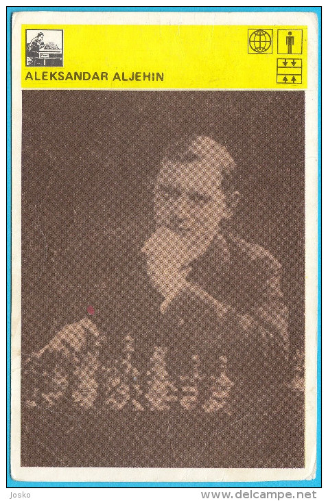 ALEXANDER ALEKHINE Chess Russia Grandmaster World Champion * Yugoslav Card 1981 Echecs Ajedrez Schach Scacchi Check Shah - Chess