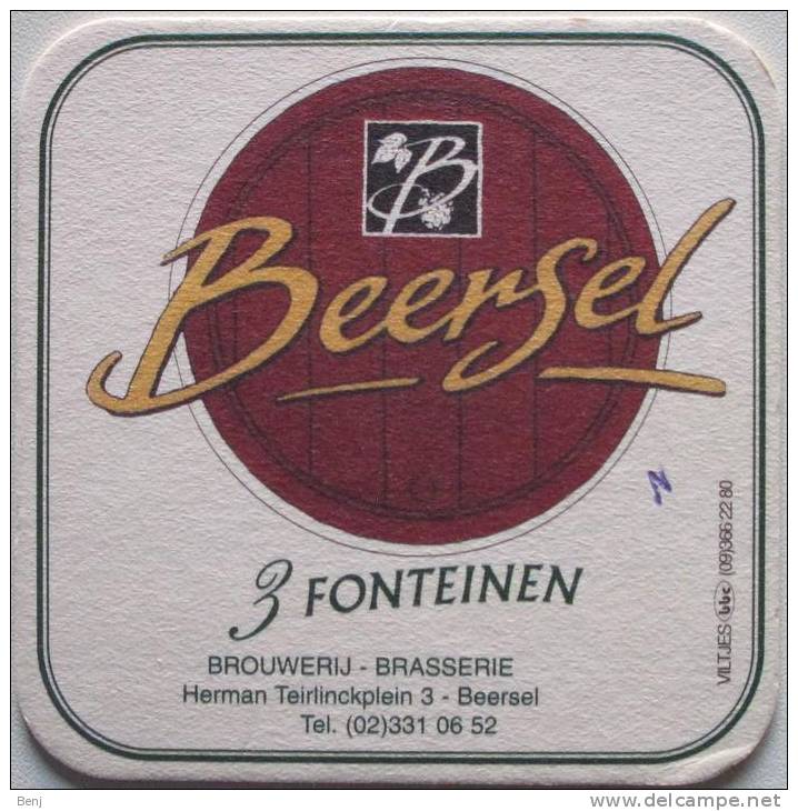 Sous-bock Bierdeckel Bierviltje Coaster BEERSEL 3 FONTEINEN Brouwerij Brasserie Beersel (GE) - Sous-bocks