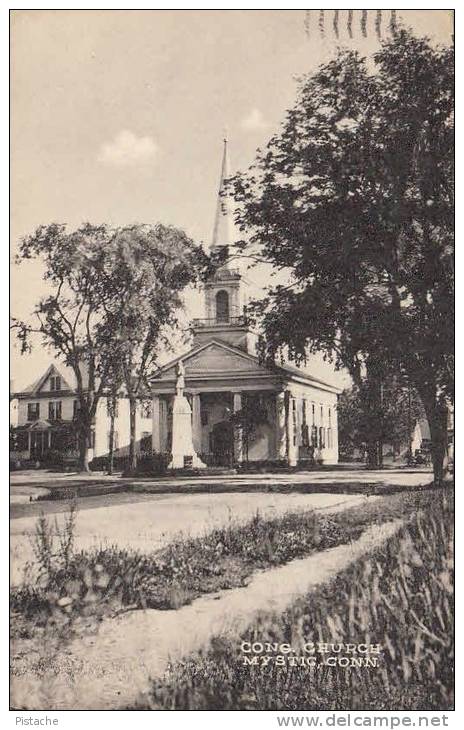 Mystic Connecticut Congregational Church - Collotype Co. - Stamp & Postmark 1951 - 2 Scans - Good Condition - Other & Unclassified