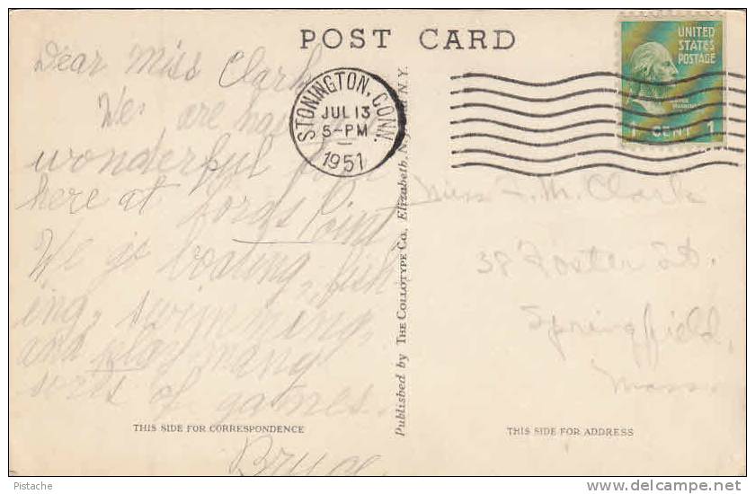 Mystic Connecticut Congregational Church - Collotype Co. - Stamp & Postmark 1951 - 2 Scans - Good Condition - Other & Unclassified