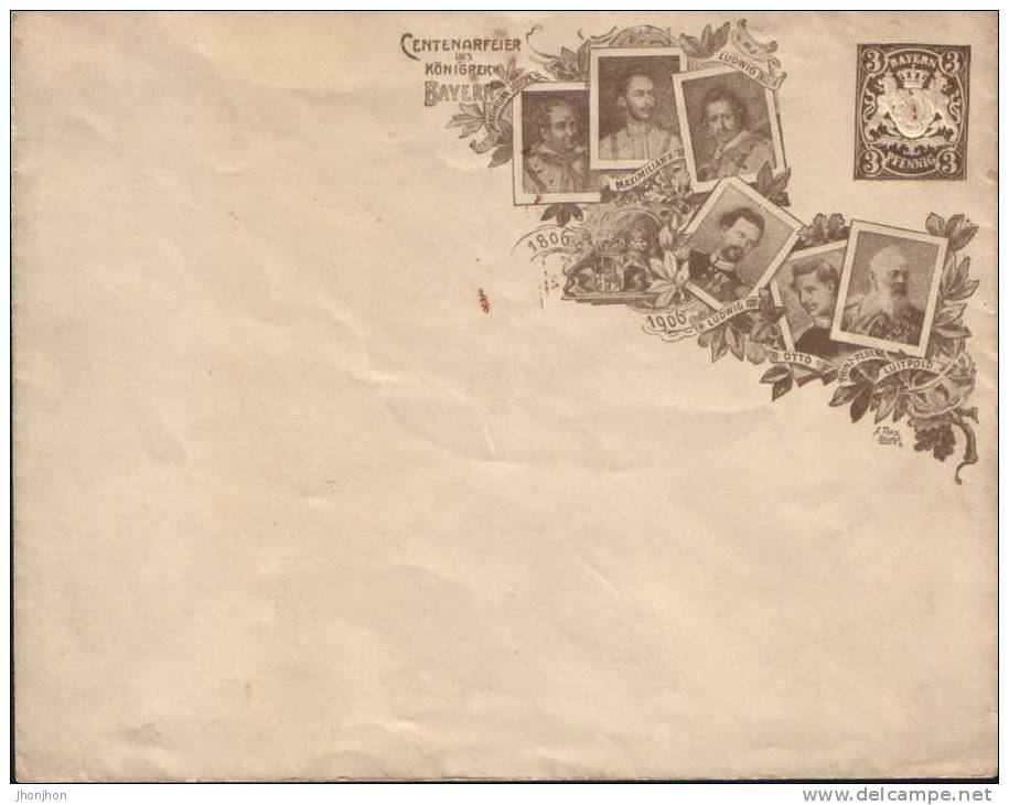 Germany- Vollen Beitrag 1906-Centenarfeier Des Konigreich Bayern-3 Pfennig - Postal  Stationery