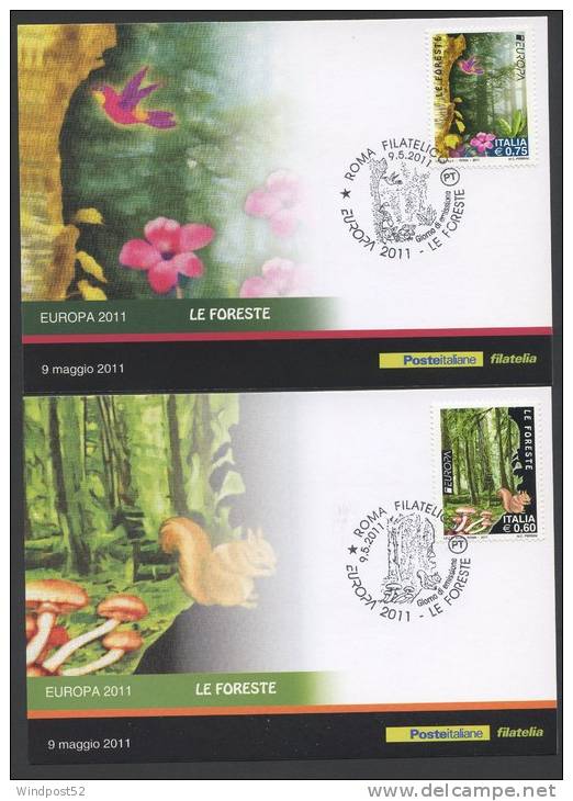 EUROPA CEPT 2011 CARTOLINA POSTALE - LE FORESTE - DUE CARTOLINE 39 - 2011