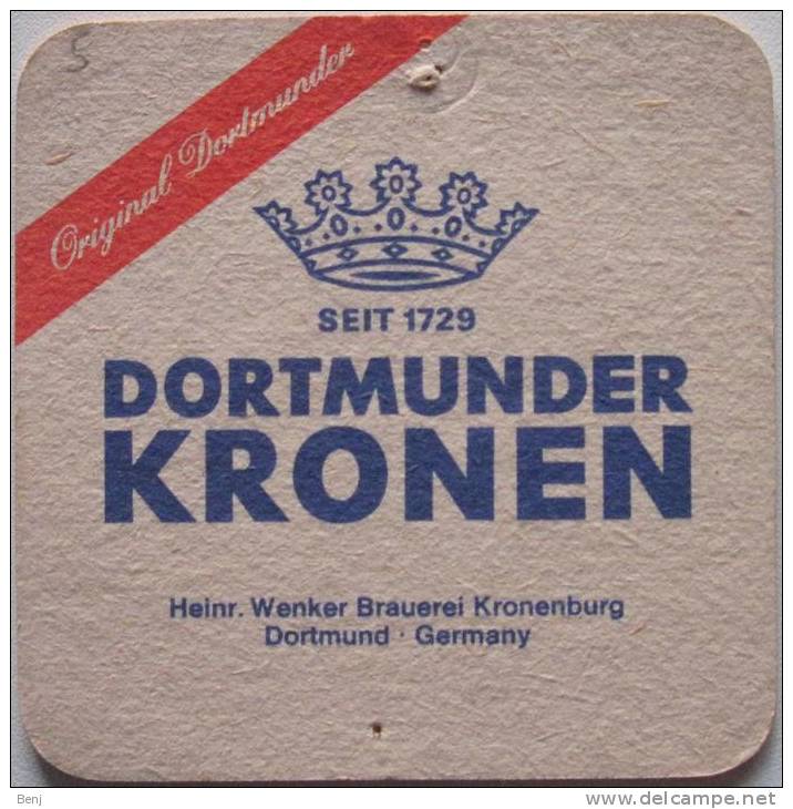 Sous-bock Bierdeckel Bierviltje Coaster DORTMUNDER KRONEN Heinr. Wenker Brauerei Kronenbourg (RA) - Sous-bocks