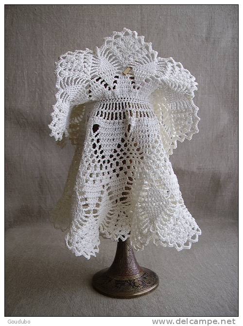 Couvre Abat-jour De Dentelle Crochetée En Coton Perlé Blanc.Voir Photos. - Pizzi, Merletti E Tessuti