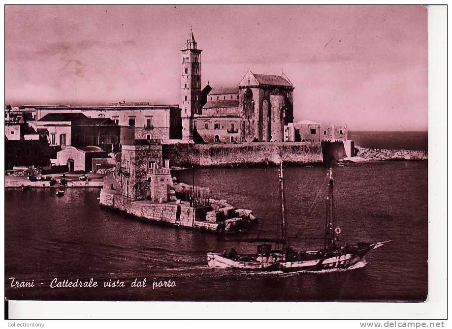 Trani - Cattedrale Vista Dal Porto - Formato Grande -  Viaggiata 1954 - Trani