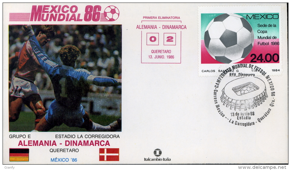CALCIO FIFA WORLD CUP MEXICO 1986 FDC GERMANIA DANIMARC - 1986 – México