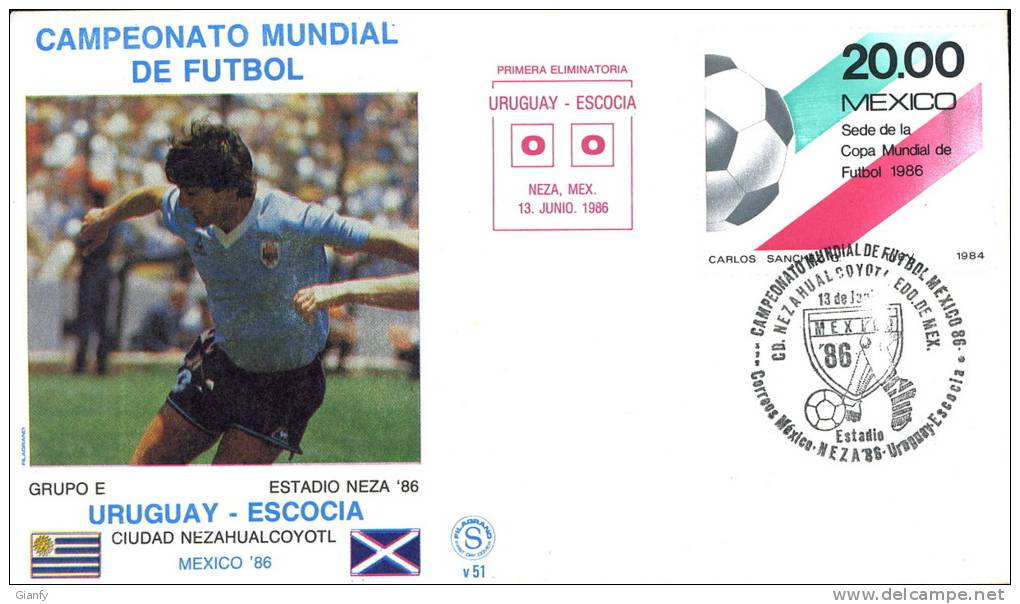 CALCIO FIFA WORLD CUP MEXICO 1986 FDC URUGUAY SCOZIA - 1986 – Mexico