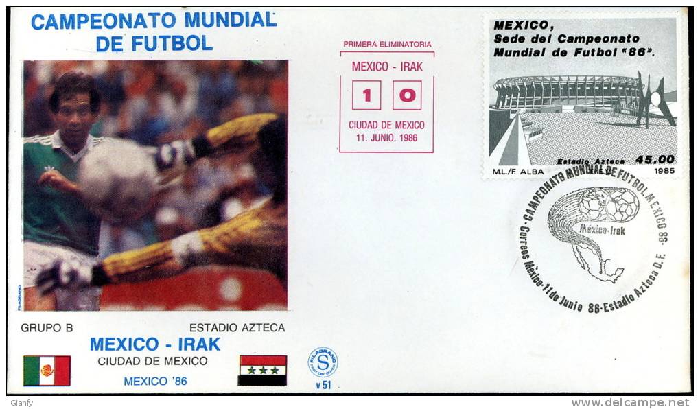 CALCIO FIFA WORLD CUP MEXICO 1986 FDC MESSICO IRAK - 1986 – Messico