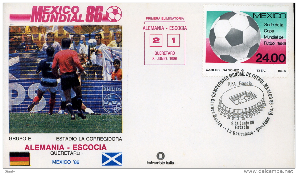 CALCIO FIFA WORLD CUP MEXICO 1986 FDC GERMANIA SCOZIA - 1986 – Mexico