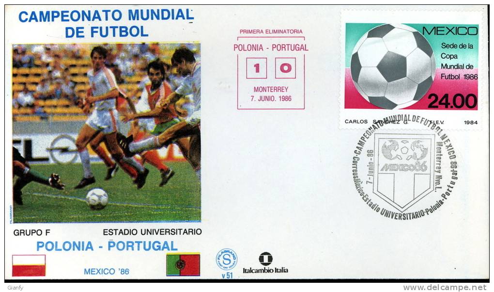 CALCIO FIFA WORLD CUP MEXICO 1986 FDC POLONIA PORTOGALL - 1986 – Mexico