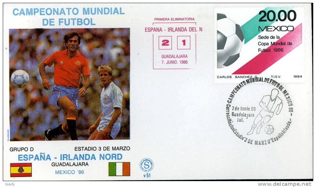 CALCIO FIFA WORLD CUP MEXICO 1986 FDC SPAGNA IRLANDA N - 1986 – Mexique