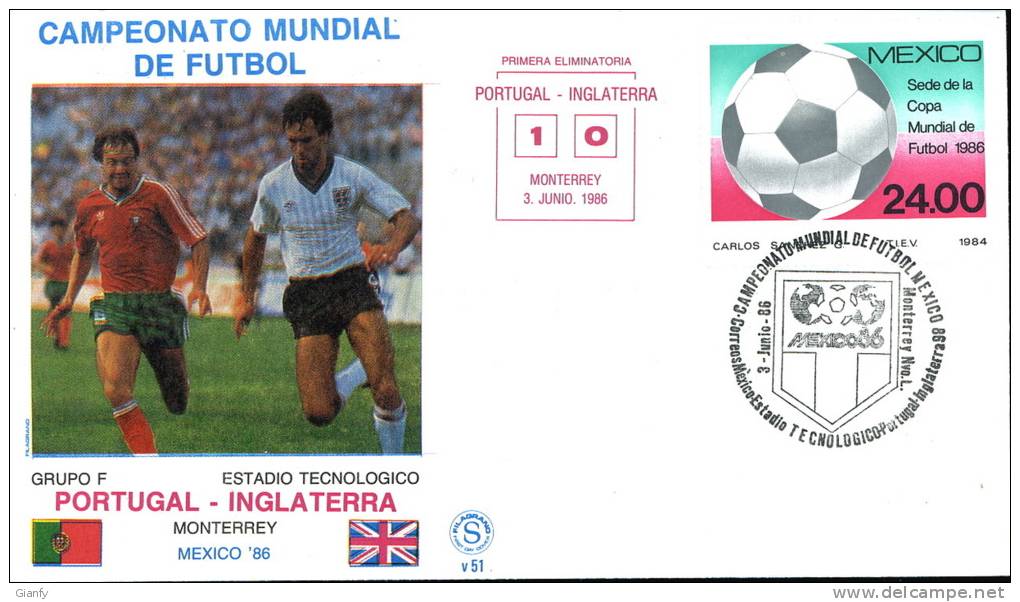 CALCIO FIFA WORLD CUP MEXICO 1986 FDC PORTOGALLO INGHIL - 1986 – Mexico