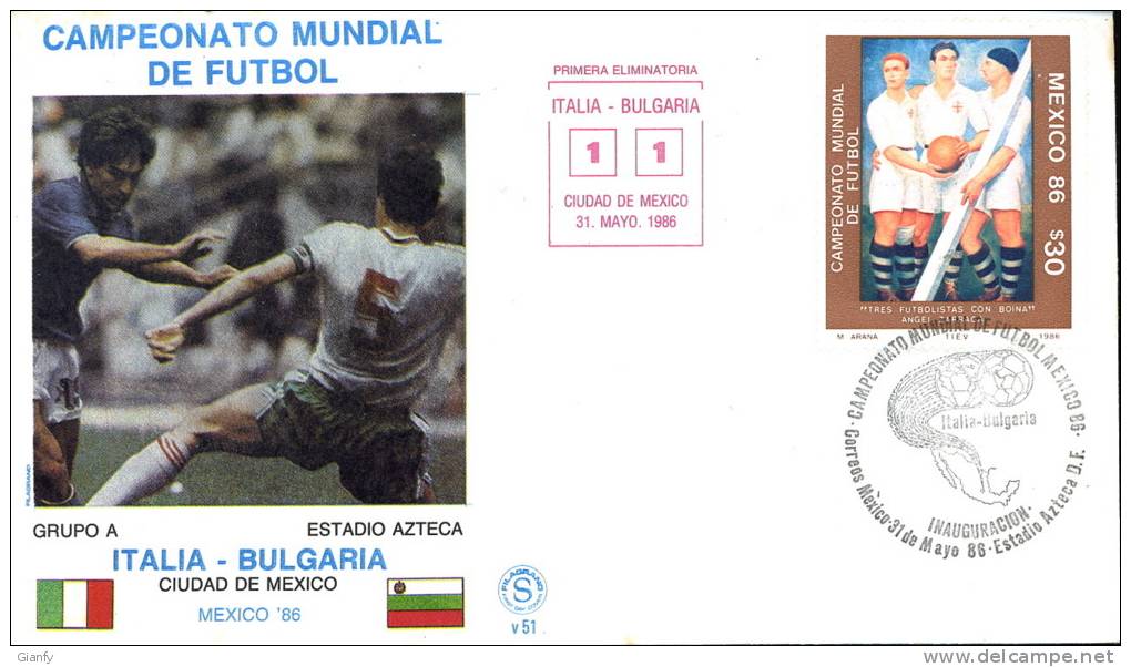 CALCIO FIFA WORLD CUP MEXICO 1986 FDC ITALIA BULGARIA - 1986 – Messico