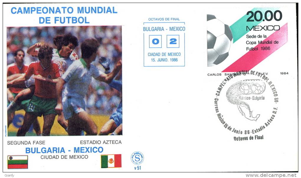 CALCIO FIFA WORLD CUP MEXICO 1986 FDC BULGARIA MESSICO - 1986 – Mexico