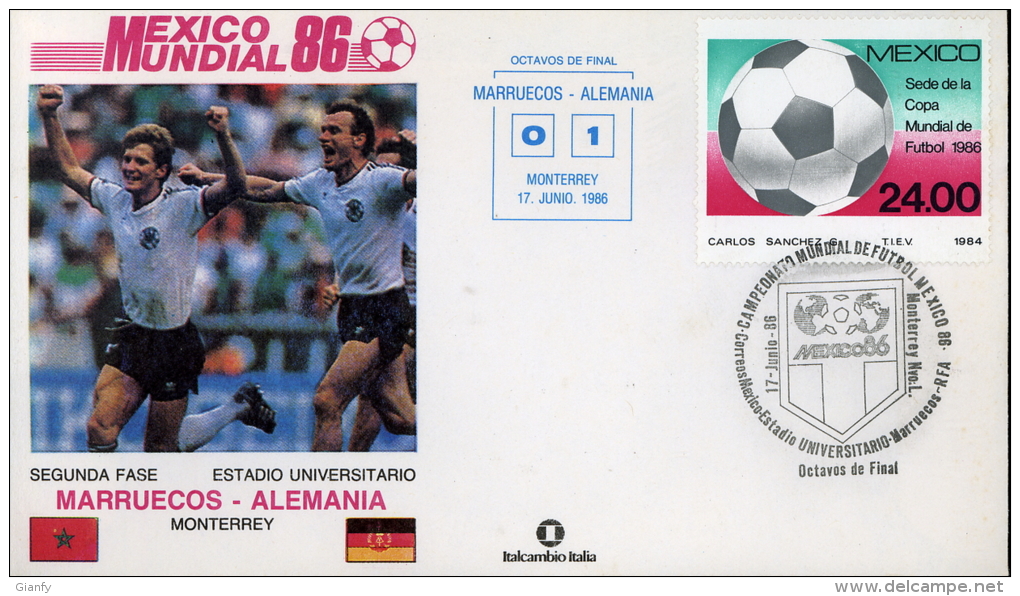 CALCIO FIFA WORLD CUP MEXICO 1986 FDC MAROCCO GERMANIA - 1986 – Mexico