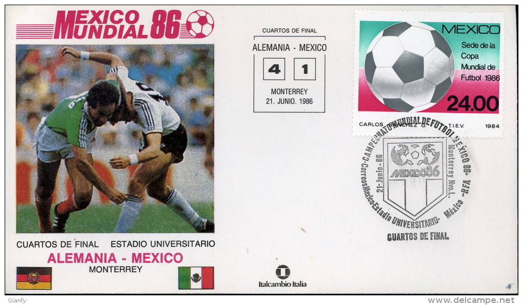 CALCIO FIFA WORLD CUP MEXICO 1986 FDC GERMANIA MESSICO - 1986 – Mexico