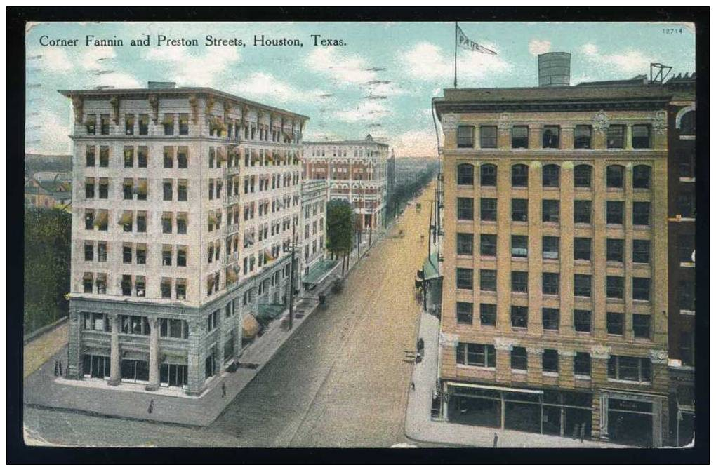 Corner Fannin And Preston Streets, Houston, Texas 1910 - Houston