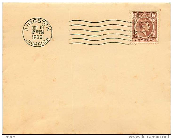 Jamaica 1938  Geoge VI 1&frac12; D. Definitive  Uncacheted Unaddressed FDC - Jamaica (...-1961)