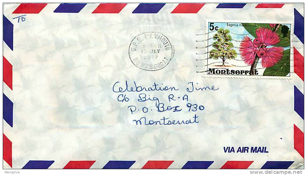 MONTSERRAT   1977  Air Mail Letter To USA   Flower   Sc 343 - Montserrat