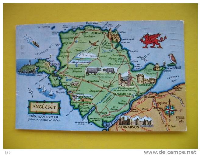 Anglesey;postcard Map - Anglesey