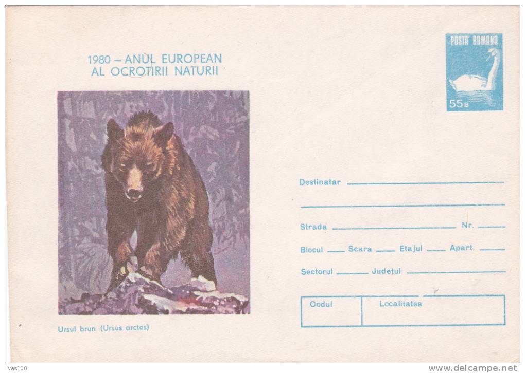 Bears,Ours 1980 Cover Stationery Entier Postaux Unused Romania. - Bears