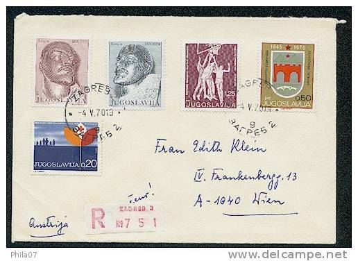 Yugoslavia - Letter With Two Stamps With Image Of Lenin. Registered Sent Letter From Zagreb To Vienna 04. V. 1970. There - Lénine