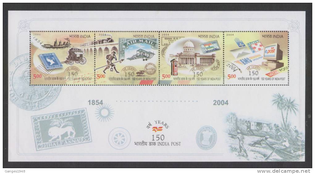 India 2004 -  20oo  INDIA POST  MINIATURE SHEET  LION  BIPLANE COMPUTER   FLAG  # 28051 S - Ungebraucht