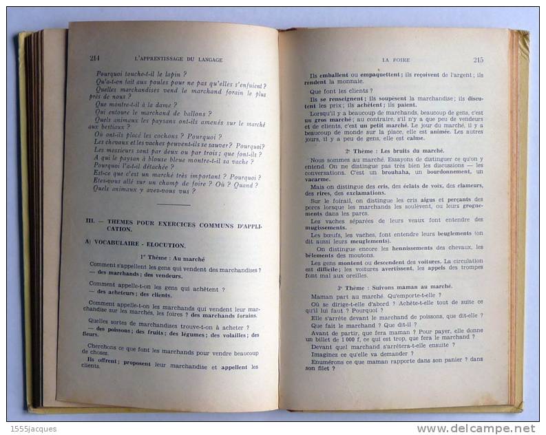 L'APPRENTISSAGE DU LANGAGE DE LA SECTION ENFANTINE AU COURS ÉLÉMENTAIRE - ÉDITIONS ROSSIGNOL 1959 - VOIR PHOTOS - 6-12 Jahre