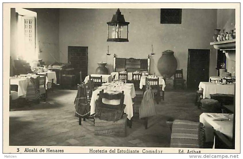 Espagne -espana- Ref B514-  Madrid - Alcala De Henares - Hosteria Del Etudiante Comedor -carte Bon Etat - - Altri & Non Classificati