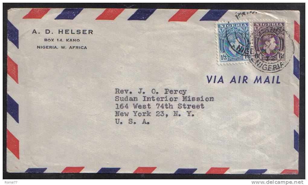 VER1307 - NIGERIA, Giorgio VI Lettera Per Gli USA - Nigeria (...-1960)