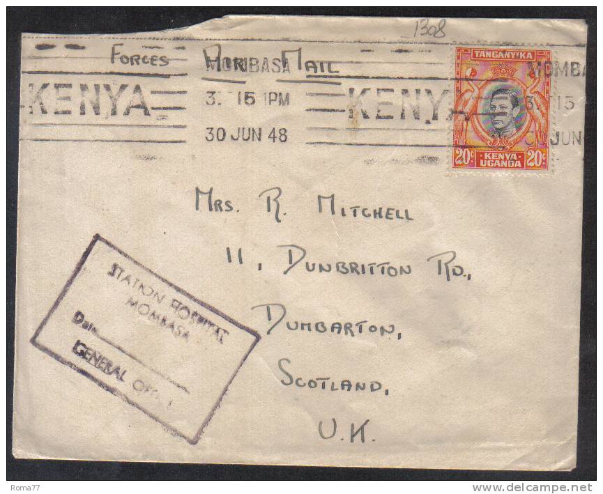 VER1308 - KENYA UGANDA TANGANYKA , Giorgio VI Lettera Per La Scozia - Kenya, Uganda & Tanganyika
