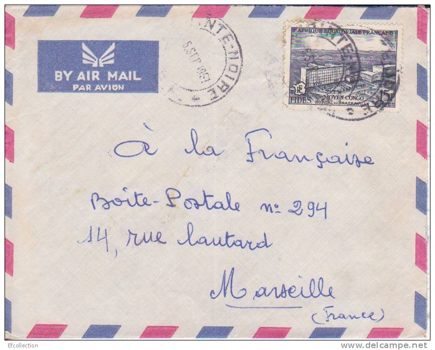 AEF,Congo,Pointe Noire Le 06/09/1957 > France,lettre,Colonies,ho Pital De Brazzaville,15f N°234 - Covers & Documents