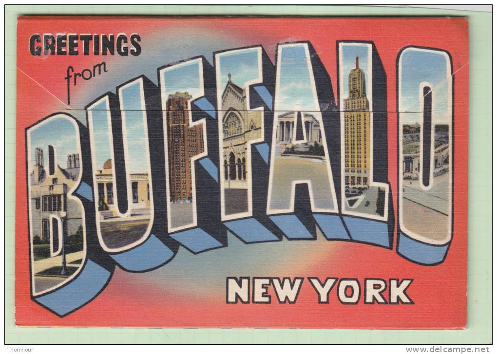 GREETINGS FROM BUFFALO - NEW YORK  - FOLDER  LETTRE CARTE  18 VUES Recto-verso - TOP - Buffalo