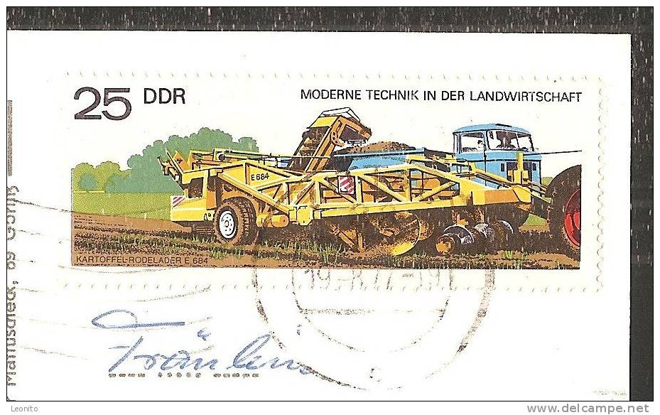 Kurort Jonsdorf Brifemarke DDR Kartoffel-Rodelader E 684 Moderne Technik 1977 - Jonsdorf