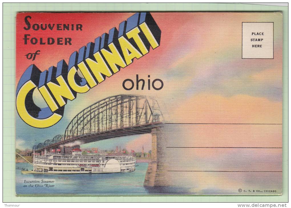 SOUVENIR FOLDER OF  CINCINNATI   - FOLDER  LETTRE CARTE  18 VUES Recto-verso - TOP - Cincinnati