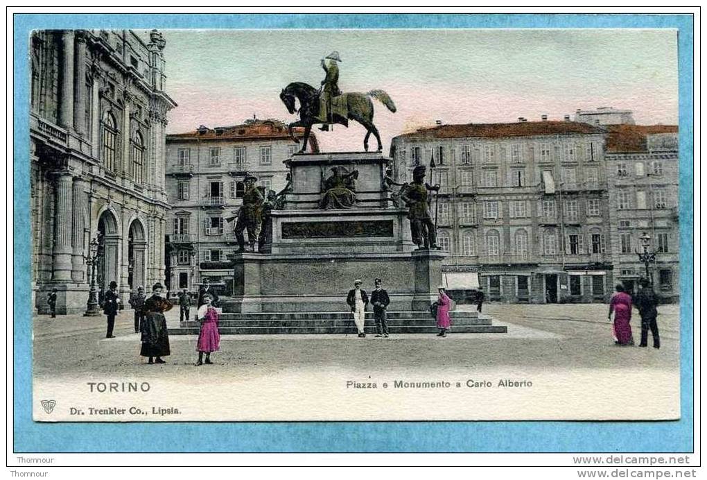 TORINO  -  Piazza  E  Monumento  A  Carlo  Alberto  -  TRES BELLE CARTE PRECURSEUR ANIMEE  - - Orte & Plätze