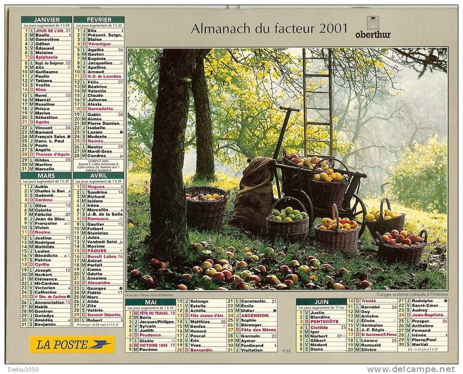 ALMANACH DES PTT  2001 RHONE - Grand Format : 2001-...