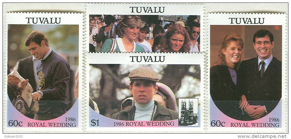 Tuvalu Prince Andrew And Sarah Fergusson´s Wedding Perforated Set Pairs In 9 Booklets - Royalties, Royals