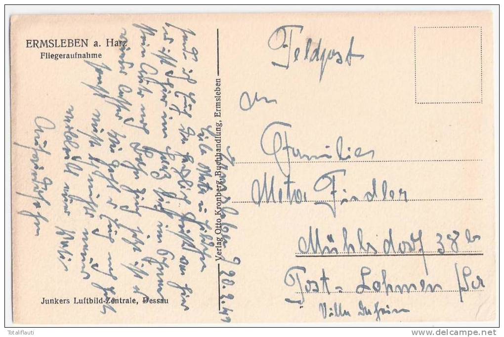 Falkenstein Ermsleben Am Harz Luftaufnahme Feldpost 20.2.1940 - Ballenstedt