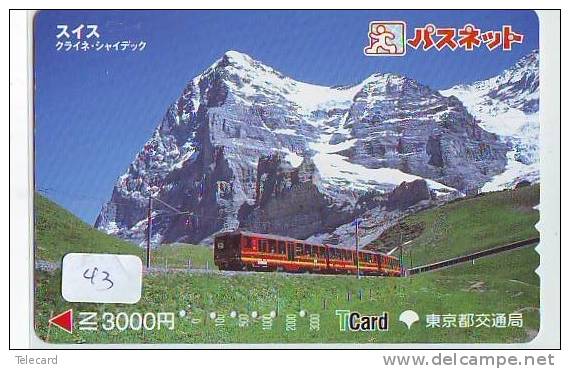 Télécarte SUISSE Reliée (43) SUISSE Montagne Mountain Japan Phonecard Telefonkarte Switzerland Schweiz Verbunden * TRAIN - Montagne