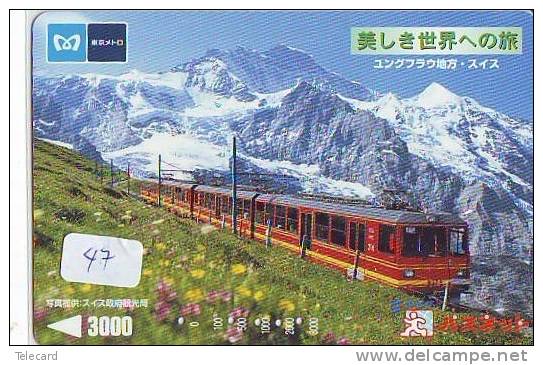 Télécarte SUISSE Reliée (47) SUISSE Montagne Mountain Japan Phonecard Telefonkarte Switzerland Schweiz Verbunden * TRAIN - Montañas