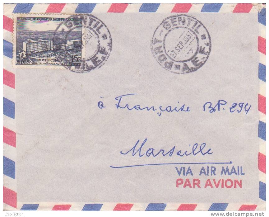 MARCOPHILIE - PORT GENTIL - GABON - 1957 - COLONIES - A.E.F - N°234 - AVION - LETTRE - Autres & Non Classés