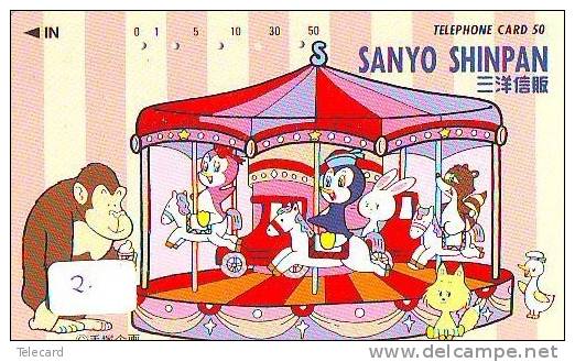 TELECARTE JAPON *  Carousel (2) Carrousel Karussel * PHONECARD Japan * AFFE - Jeux