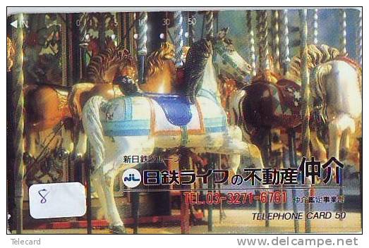 TELECARTE JAPON *  Carousel (8) Carrousel Karussel * PHONECARD Japan * CHEVAL - Spiele