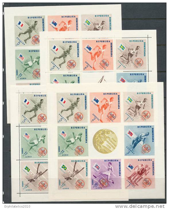 DOMINICAN REPUBLIC 1955 OLYMPIC S/S SET WITH BOY SCOUTS OVEPT SC B10A-D NH - Dominican Republic