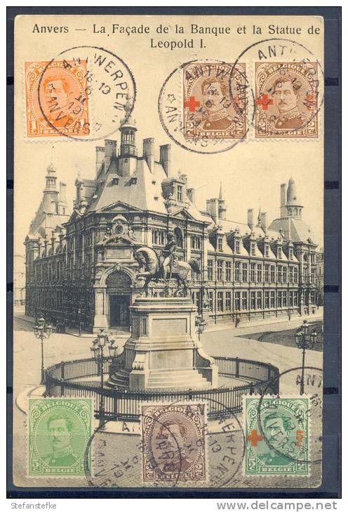 Belgie - Belgique  Ocb Nr : Postkaart Gemengde Frankering (zie  Scan) - 1918 Cruz Roja