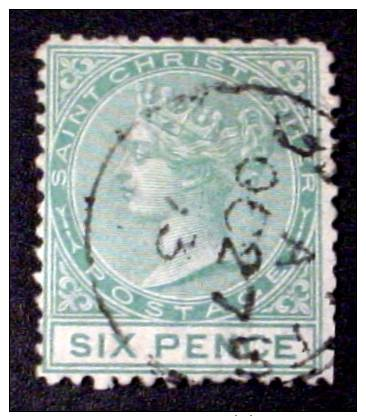 SAINT. CHRISTOPHER # 3.  6p, QUEEN VICTORIA. USED - St.Christopher-Nevis-Anguilla (...-1980)