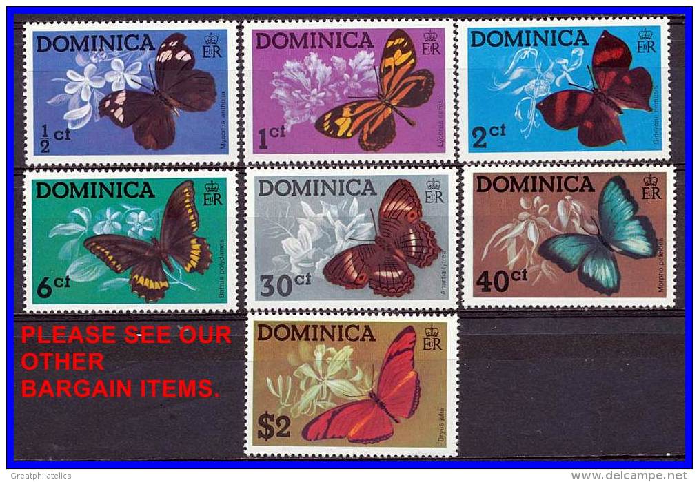 DOMINICA  1975 BUTTERFLIES Insects SC# 427-433 VF MNH (d0133) - Dominique (1978-...)